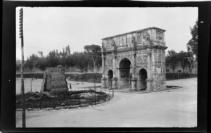 Triumphal Arch of Constantine, amid ruins, Rome, Italy