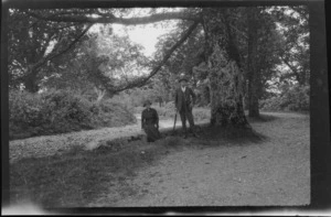 William and Lydia Williams, next to the edge of river and pathway, including large tree, Killarney, County Kerry, Ireland