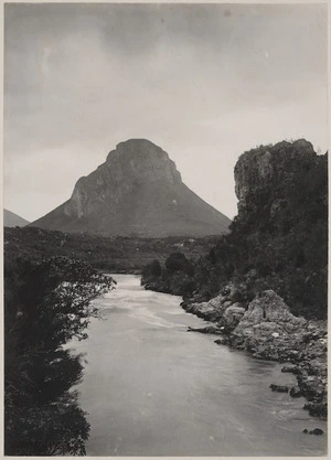 View of Pohaturoa Rock across the Waikato River near Atiamuri