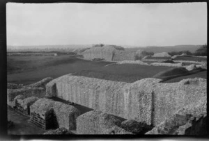 View of ruins and foundations, Old Sarum, Salisbury, England