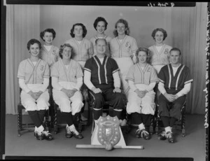 Broadway Demons Softball Club, women's team of 1956 with shield