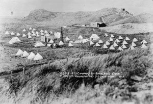 Smith, Sydney Charles 1888-1972 : No 3 Company and ambulance camp, Seatoun, Wellington