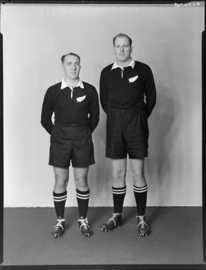 P B Vincent and R H Duff, members of the All Blacks, New Zealand representative rugby union team