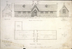 Beatson, William, 1808?-1870 :Design for girls & infant school rooms in Tasman St, Nelson / W Beatson, archt. [1860s?]
