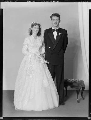 Unidentified bride and groom, probably Robinson family wedding
