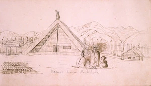 Taylor, Richard, 1805-1873 :Hemi's house Pukehika [ca 1845].