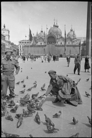 New Zealand World War 2 soldiers, St Mark's Square, Venice, Italy