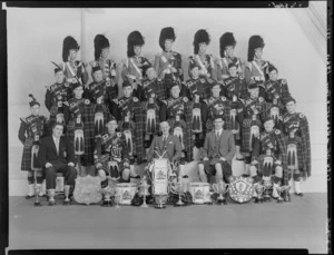 City of Wellington highland pipe band with trophies