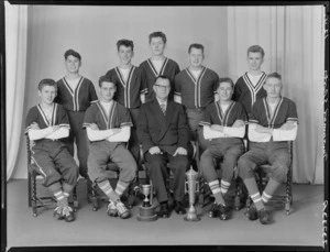 Miramar Sports Club, Wellington, softball team of 1959-1960 with trophies