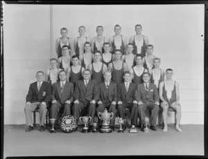 Titahi Bay Surf Life Saving Club, Porirua, 1959-1960 jubilee season, with trophies
