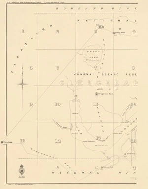[Cleughearn and Monowai survey districts] [electronic resource] / drawn and published by the Lands & Survey Dept.