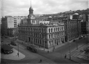 Overlooking the Chief Post Office on the corner of Customhouse Quay and Panama Street, Wellington