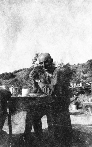 Lieutenant Colonel Grigor seated at a table, Gallipoli, Turkey