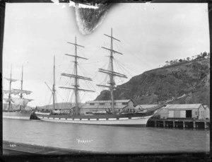 Sailing ship Parsee berthed at Port Chalmers.