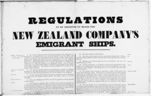 New Zealand Company :Regulations to be observed on board the New Zealand Company's emigrant ships. London; Johnston & Barrett, Printers, [1842].