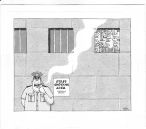 Staff smoking area, Ngawha Prison. 3 July 2010