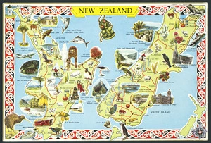 G B Scott Publications Ltd :New Zealand. Map of New Zealand showing scenery, wild life, productions and features of interest. No. 902. Produced by G B Scott, photographer, Auckland [1960s?]
