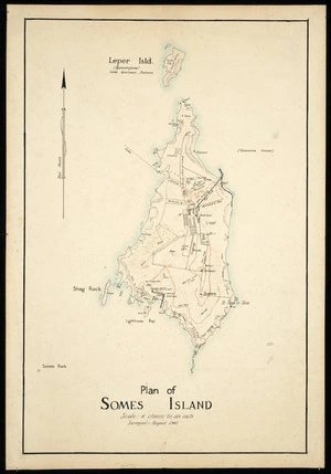 [Rose, P R, fl 1940]:Plan of Somes Island [ms map]. August 1942