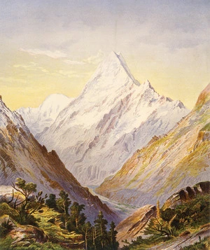 Hodgkins, William Mathew, 1833-1898 :Mount Cook / W. M. H. 1875. C. F. Kell, Chromo lithographer, London [1877]