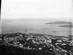 A view of Thorndon showing part of Wellington Harbour and Halswell Point