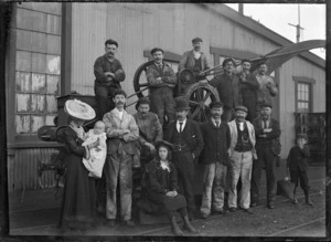Group outside one of the Petone railway workshops
