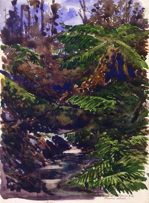 Hodgkins, William Mathew, 1833-1898 :A creek at Halfmoon Bay, Stewart Island. 20/12/95