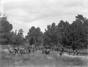 Military volunteers in training at an annual camp