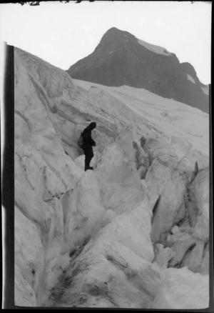 [Jack Murrell] standing on a glacier, [Fiordland National Park?]