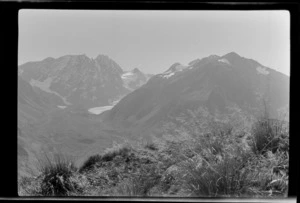 Distant view of [Lyell?] Glacier, Southern Alps, Canterbury Region