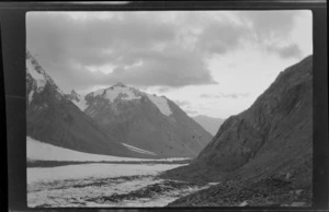 View down the incline of Lyell Glacier, Southern Alps, Canterbury Region