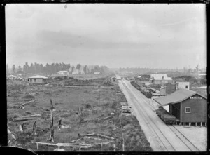 View of Mamaku Railway Station and timber milling township, looking west.