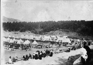 Military camp in Newtown Park, Newtown, Wellington, for soldiers leaving for the South African War