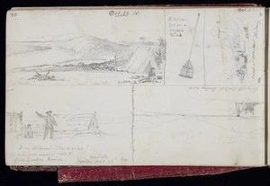 Mantell, Walter Baldock Durrant, 1820-1895 :Paretamokai? ... Oct 24. [1848] Camp at Otaitai ... A korari hoe ...