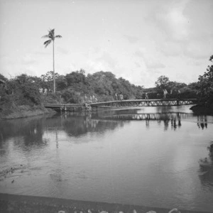 River and bridge at Pouembout, New Caledonia, during World War II