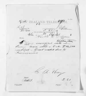 Native Minister and Minister of Colonial Defence - Inward telegrams