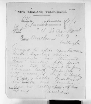 Native Minister and Minister of Colonial Defence - Inward telegrams