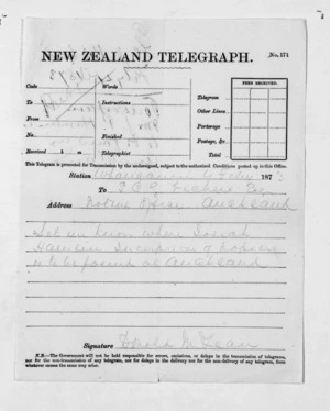 Native Minister and Minister of Colonial Defence - Outward telegrams