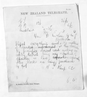 Native Minister and Minister of Colonial Defence - Inward telegrams