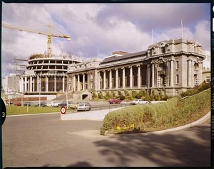 Construction of The Beehive, Parliament Grounds, Wellington