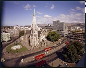 Elevated view of Cathedral Square, Christchurch