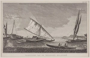 Hodges, William 1744-1797 :Vaartuigen van de Vrienden-Eilanden. [Leyden, Honkoop, 1803?]