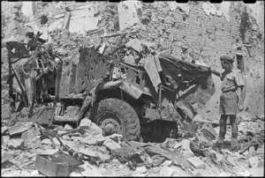 Remains of a New Zealand truck, San Michele, Italy, during World War 2