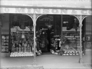 Shop front of hardware store Minson & Co