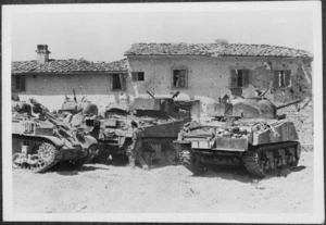 New Zealand tanks ready for night attack, La Romola, Italy, during World War 2