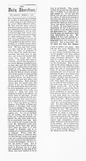 Native Minister - Newspaper cuttings relating to McLean's native policy