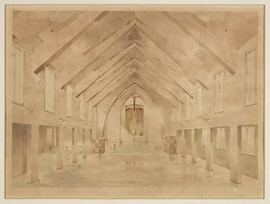 Artist unknown :[Interior of St Paul's Church, Waiwhetu, Lower Hutt. 1961?]