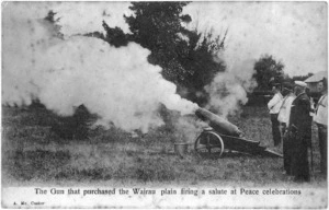 Blinkinsopp's cannon being fired during 1919 peace celebrations