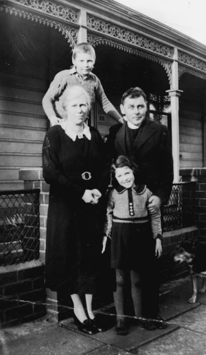 Reverend Ormond Edward Burton, with his wife and their family, Webb Street, Wellington