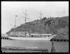 The sailing ship "Star of the East" berthed at Port Chalmers.