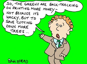 Bromhead, Peter, 1933-:"So, the Greens are back-tracking on printing more money...". 20 June 2013
